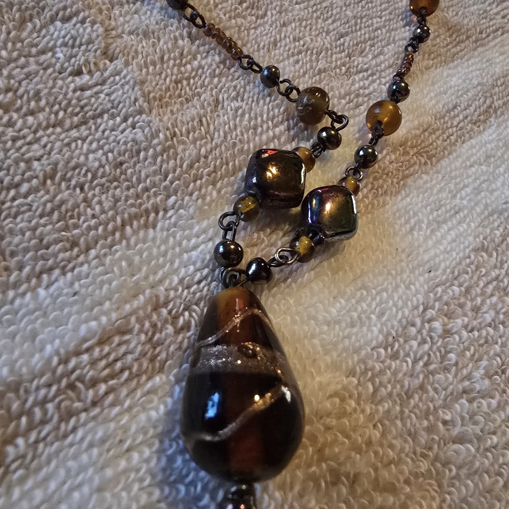 😎Elegant Brown Beaded Necklace And Earring Set